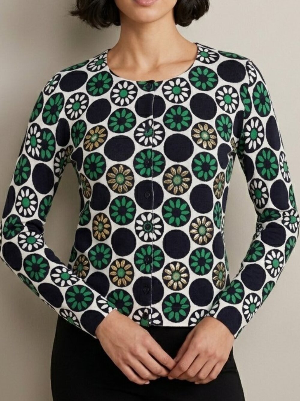 Charter Club Floral Embellished Cardigan Sweater XL